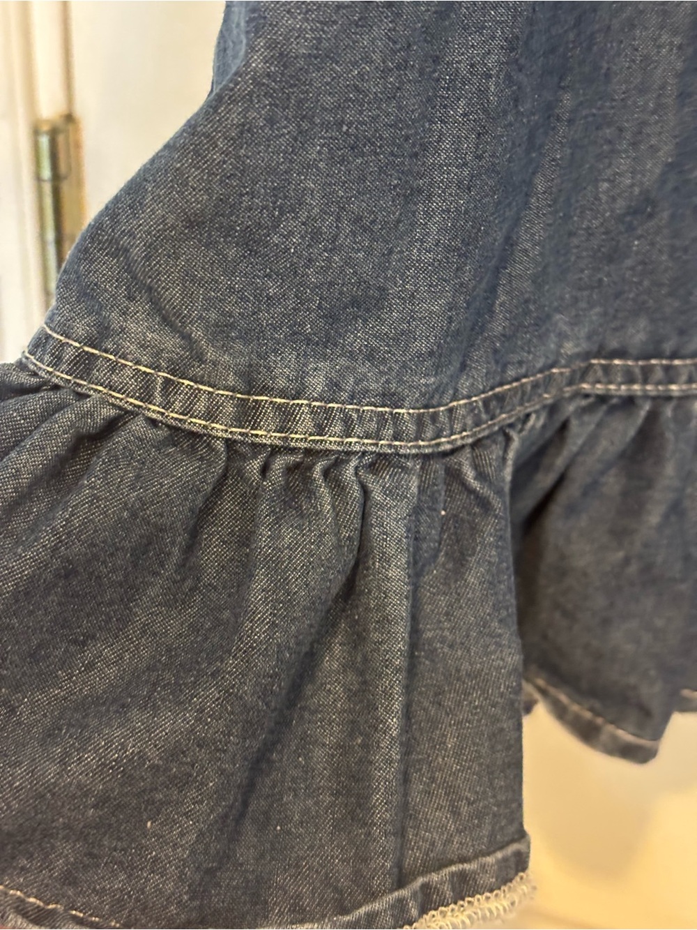 NWOT SHEIN LUNE CURVE Sleeveless Blue Denim Mini Dress with Ruffle Hem - Picture 4 of 6